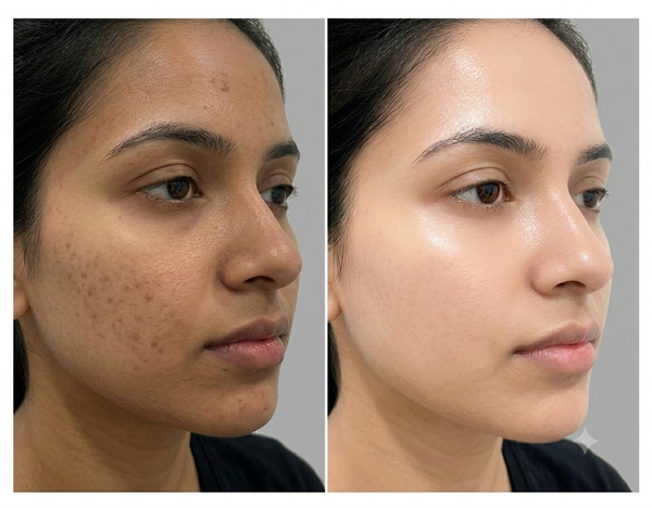 Skin Lightening Treatment before and after results — Allodermis client transformation, Long-Term Results