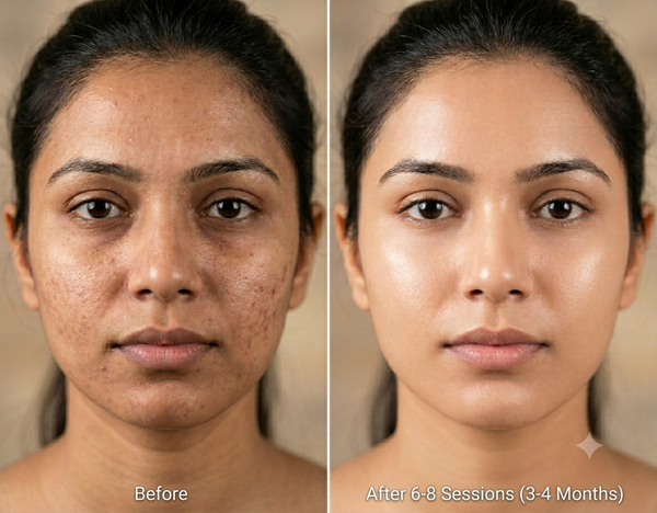 Facial PRP/GFC before and after results — Allodermis client transformation, Long-Term Results
