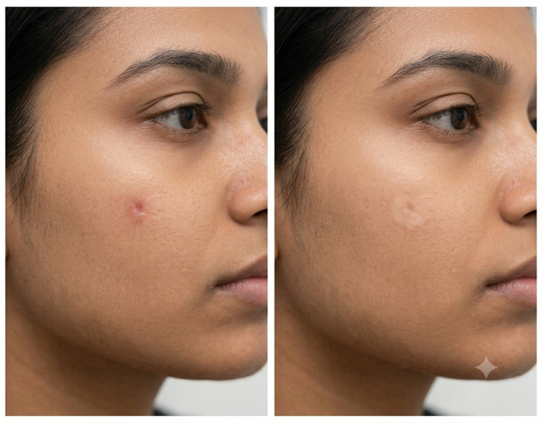 Skin Biopsy Procedure before and after results — Allodermis client transformation, Visible Improvement