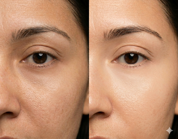 Dark Circle before and after results — Allodermis client transformation, Long-Term Results