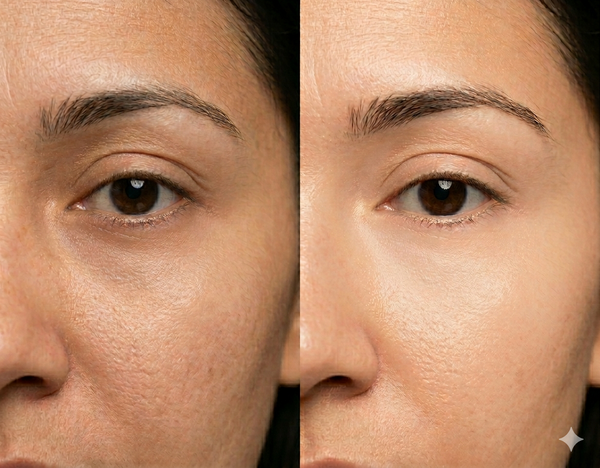 Dark Circle before and after results — Allodermis client transformation, Maintenance Phase