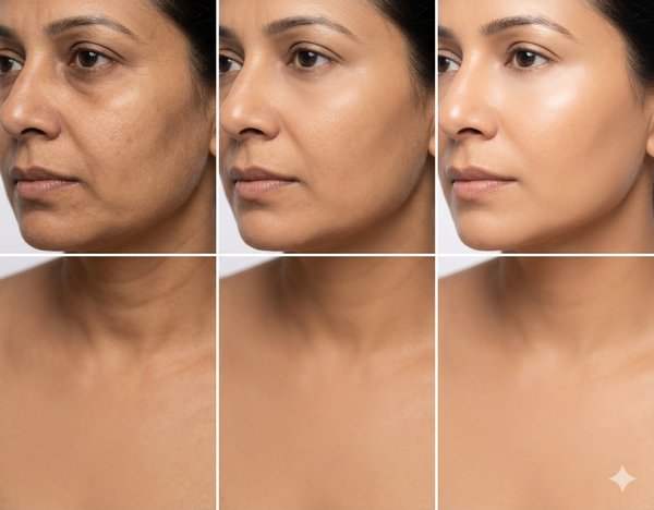 Ageing Issues before and after results — Allodermis client transformation, Brightness & Clarity