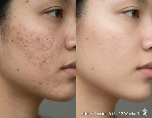 ACNE SCAR before and after results — Allodermis client transformation, Visible Improvement