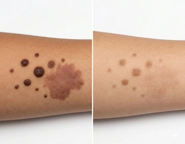 Birthmarks and Moles before and after results — Allodermis client transformation, Visible Improvement