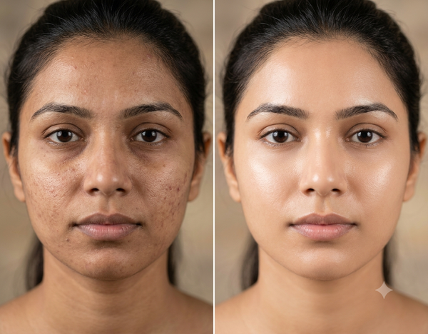 Facial PRP/GFC before and after results — Allodermis client transformation, Brightness & Clarity