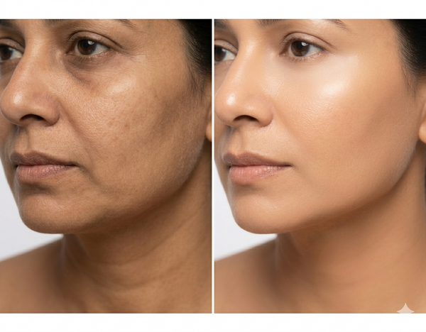 Ageing Issues before and after results — Allodermis client transformation, Visible Improvement