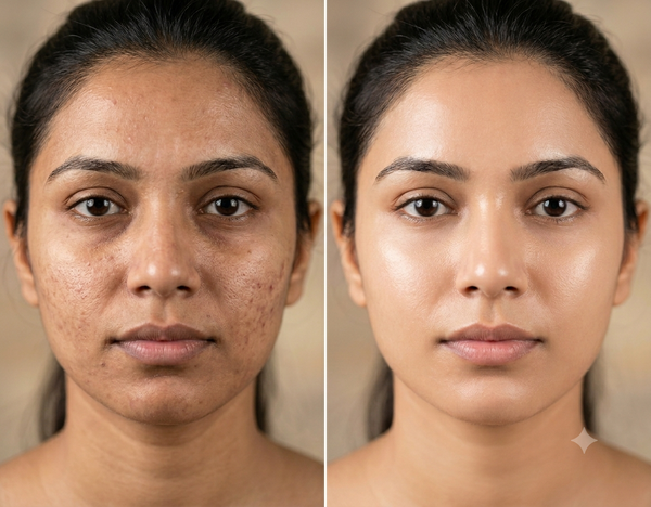 Facial PRP/GFC before and after results — Allodermis client transformation, Visible Improvement