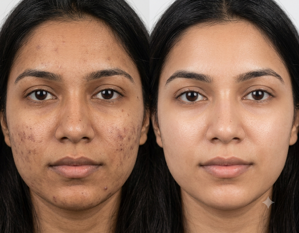 Black Peel treatment before and after results — Allodermis client transformation, Brightness & Clarity