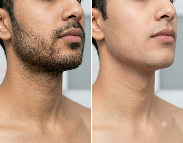 Laser Beard Shaping before and after results — Allodermis client transformation, Visible Improvement