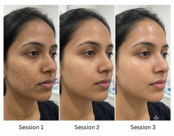 Skin Lightening Treatment before and after results — Allodermis client transformation, Brightness & Clarity