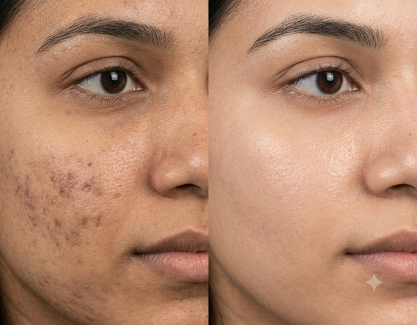 Black Peel treatment before and after results — Allodermis client transformation, Visible Improvement