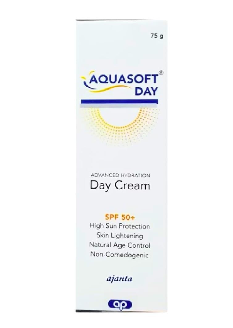 Allodermis Aquasoft Day Cream SPF 50+ jar with smooth, hydrating texture and light blue packaging, suitable for daily skincare.