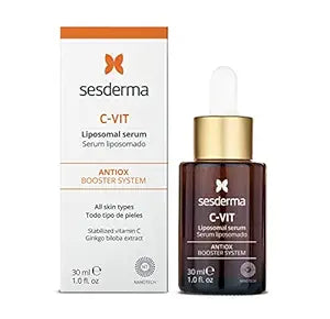 Sesderma C-VIT Liposomal Serum bottle from Allodermis with dropper cap, showcasing vibrant packaging and clear product labeling.