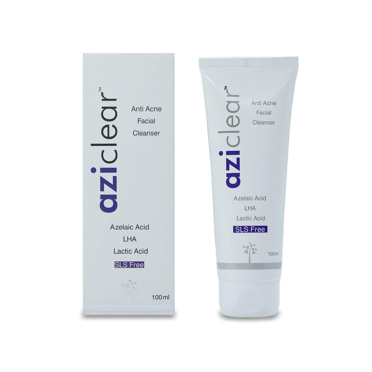 Archeesh Laboratories Aziclear Anti-Acne Facial Cleanser bottle with pump dispenser, white packaging, and clear label.