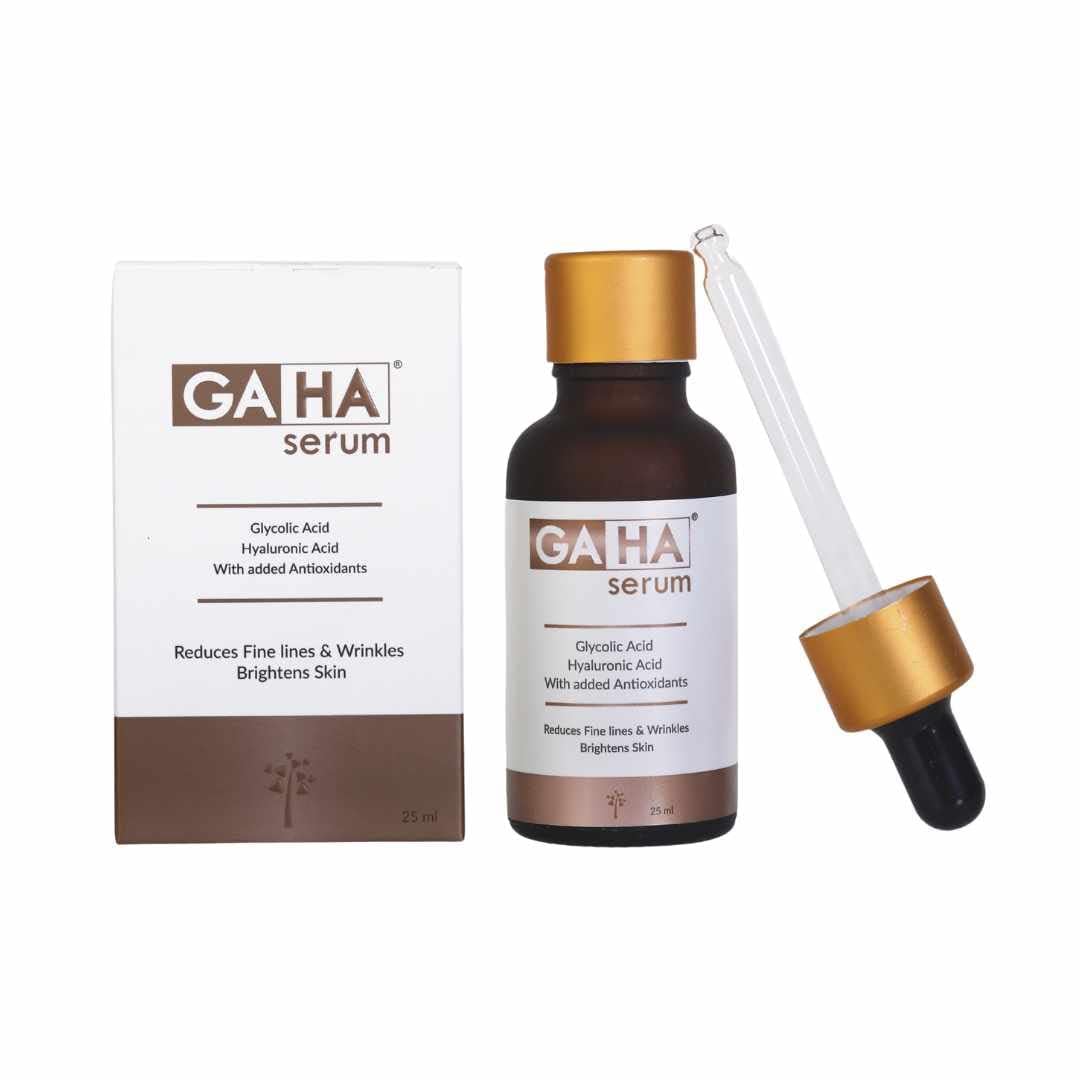 Archeesh Laboratories GAHA Serum in a pump bottle, designed to reduce fine lines and wrinkles for youthful skin.