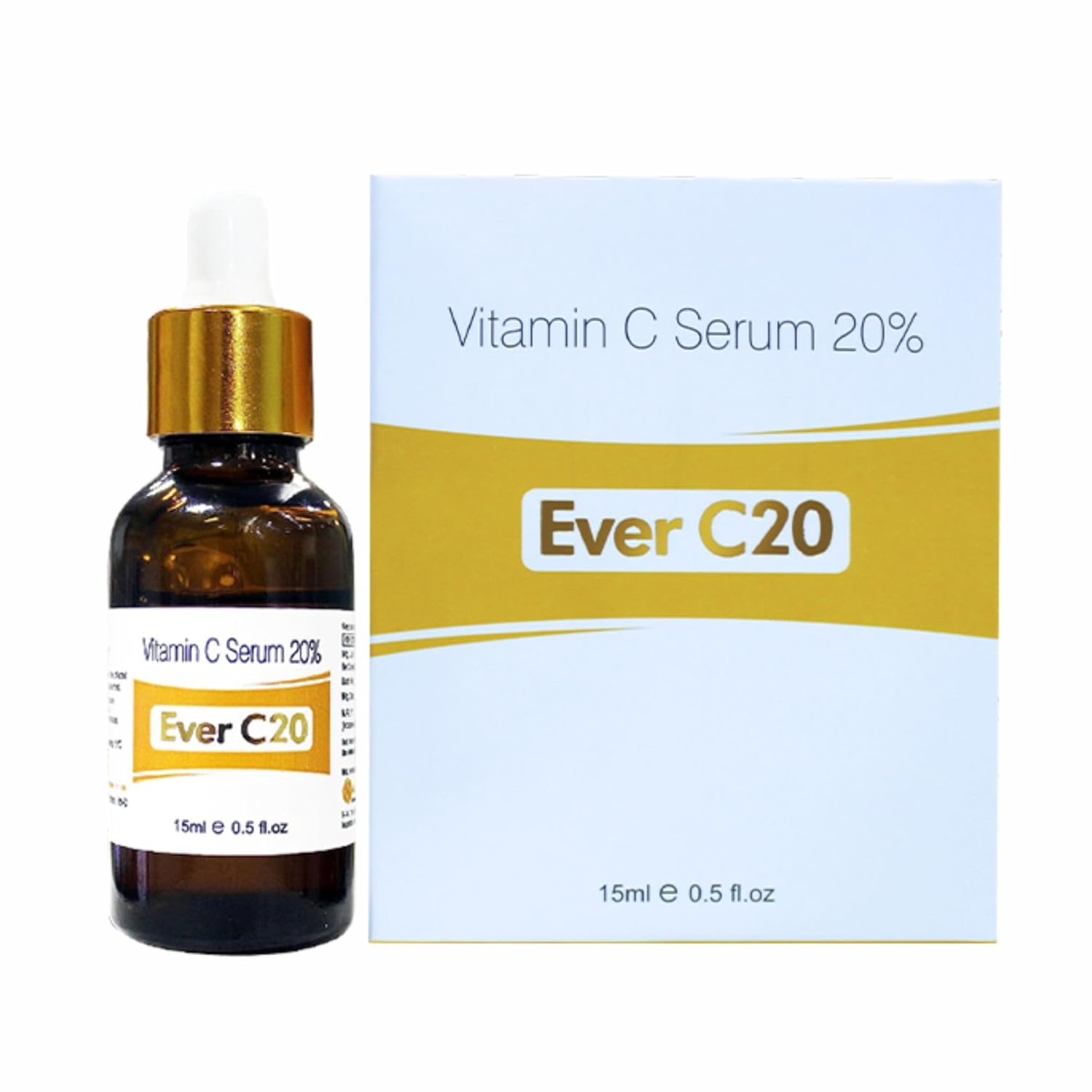 Allodermis Ever C 20 Face Serum bottle with dropper, bright orange packaging, and clear label on a white background.