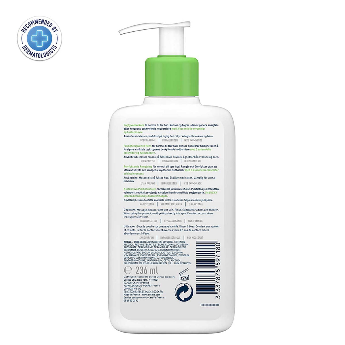 Cerave Hydrating Cleanser bottle with blue label and white pump, designed for gentle moisturizing and cleansing of the skin.