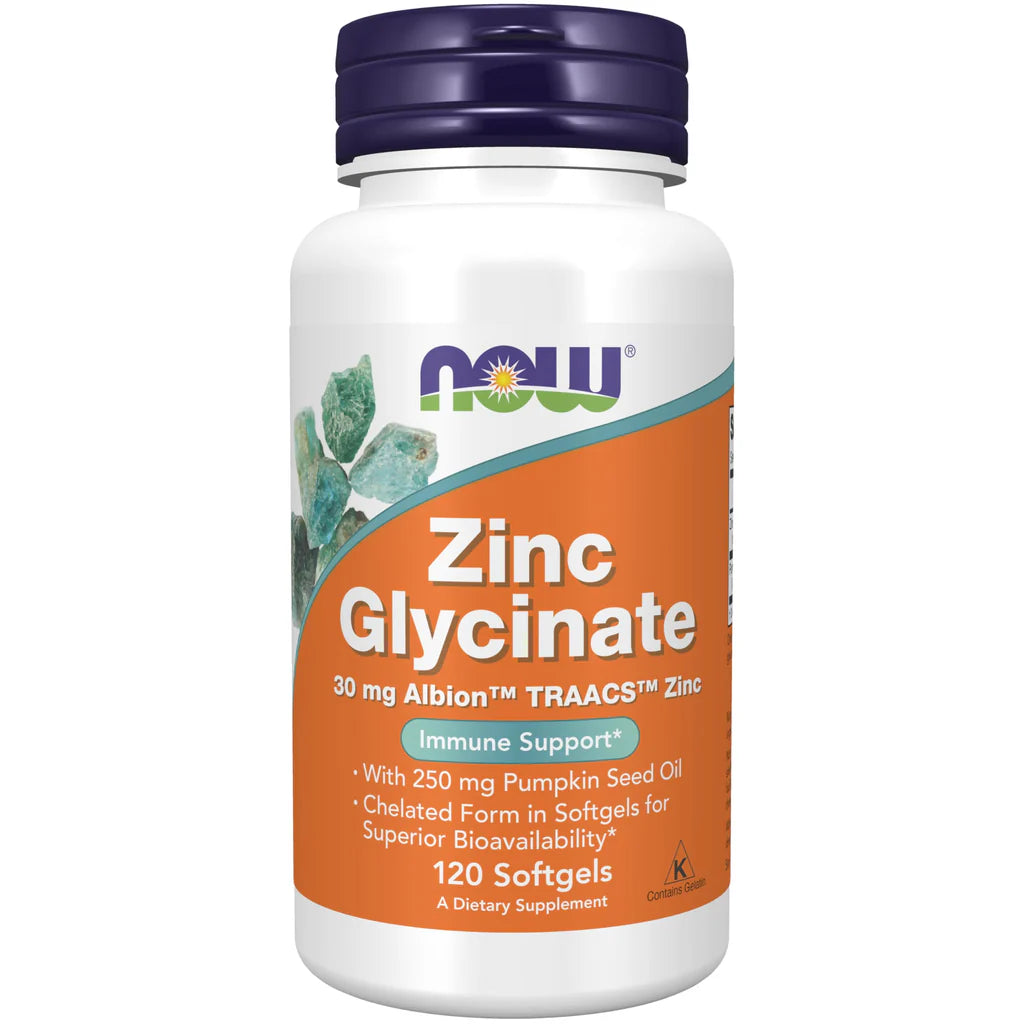 Allodermis Zinc Glycinate supplement with pumpkin seed oil softgels, supports prostate health, 120 softgels container