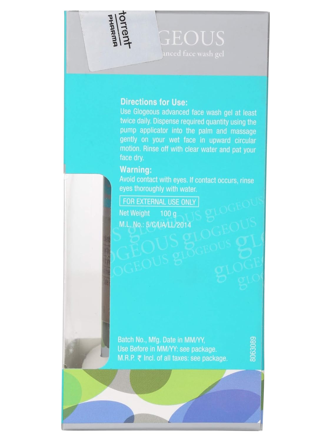 Tube of Glogeous Advanced Face Wash Gel by Torrent Pharmaceuticals Ltd. with a sleek, clean design and bright packaging.