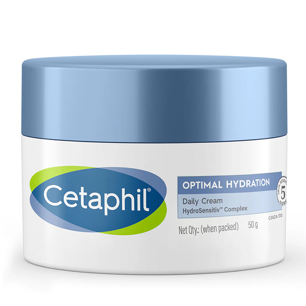 Cream bottle of Cetaphil Optimal Hydration Daily Cream by Encube Ethicals Pvt. Ltd., showing the product packaging and label.