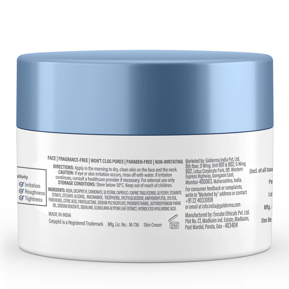 Bottle of Cetaphil Optimal Hydration Daily Cream by Encube Ethicals Pvt. Ltd. with a white and blue label, showcasing the skincare product.
