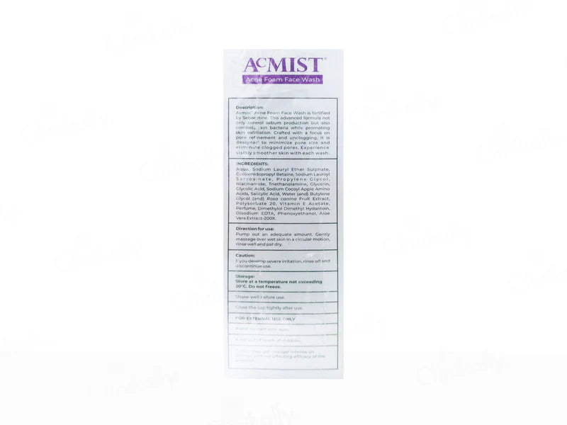 Curetech Skincare Brinton Acmist Acne Foam Face Wash in 100ml bottle, foaming facial cleanser for acne-prone skin.
