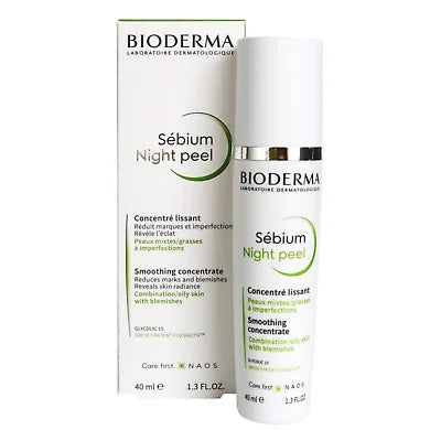 Bioderma Sebium Night Peel by NAOS LES LABORATOIRES, featuring the skincare product with sleek packaging and applicator.
