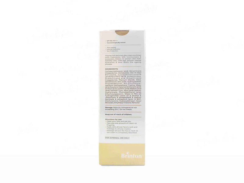 Alaina Healthcare Brinton D'experts Day Cream SPF 30 PA+++ in a 30g jar, featuring a smooth, creamy texture for daily skin protection