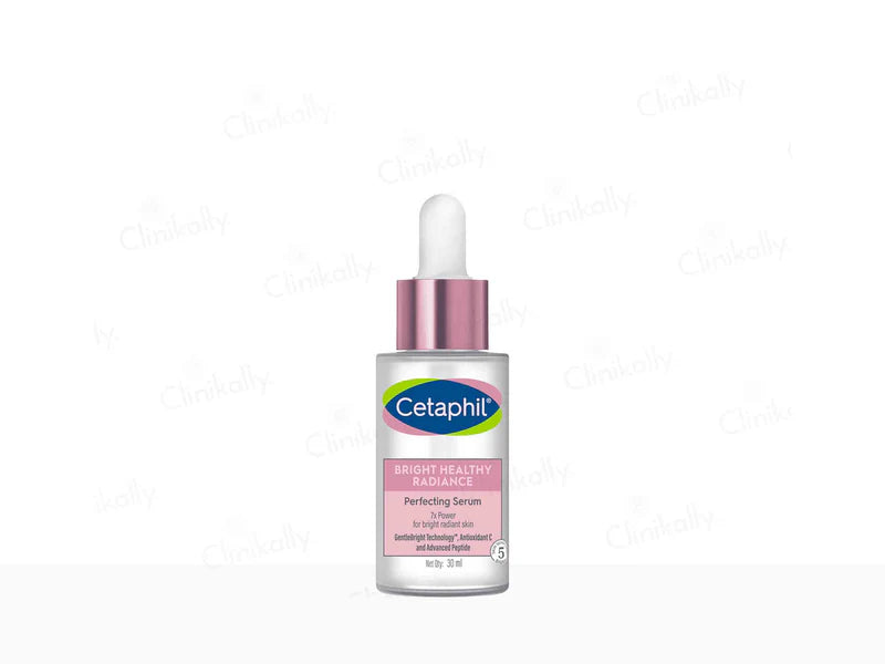 Cosmecca Korea Cetaphil Bright Healthy Radiance Perfecting Serum bottle with a sleek design and clear labeling on a white background.