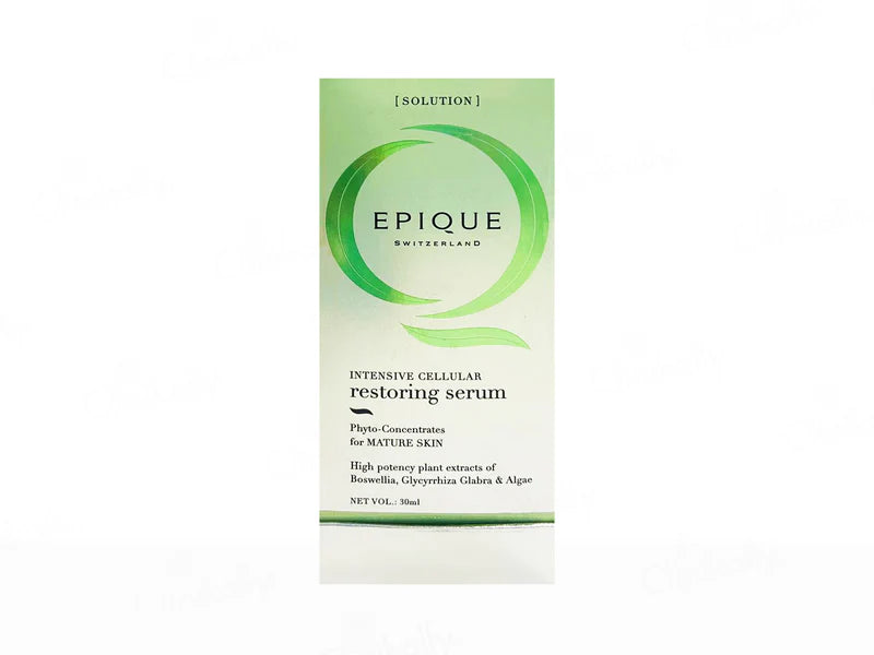 Bottle of Epique Intensive Cellular Repair Serum by Specialty Innovation Co. Ltd. with clear labeling and sleek packaging.