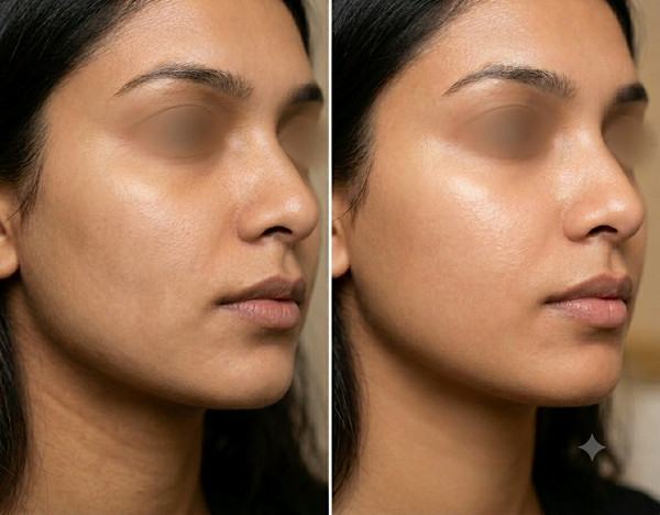 DermaFrac Treatment before and after results — Allodermis client transformation, Long-Term Results