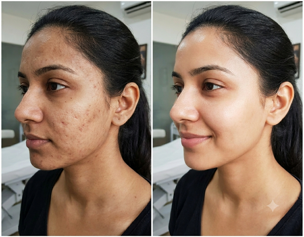 Carbon Laser Peel before and after results — Allodermis client transformation, Visible Improvement
