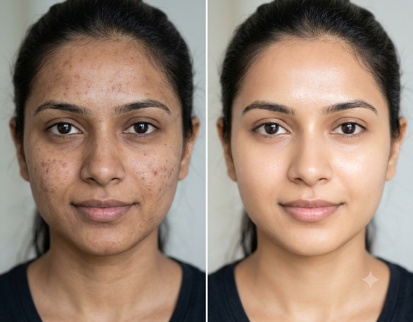 Hollywood Facial before and after results — Allodermis client transformation, Brightness & Clarity