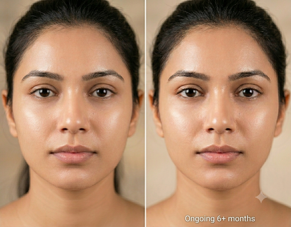 Facial PRP/GFC before and after results — Allodermis client transformation, Maintenance Phase