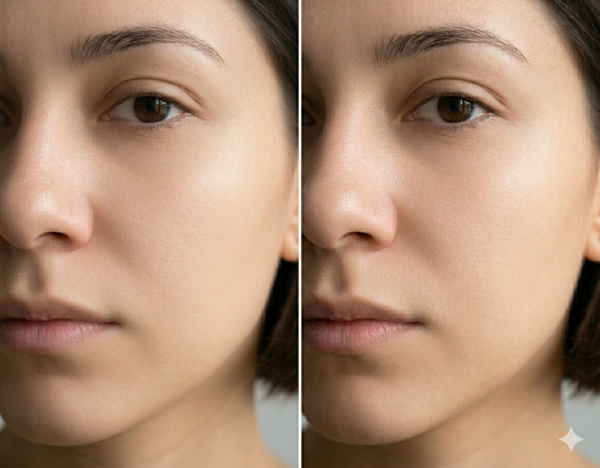Open Pores before and after results — Allodermis client transformation, Maintenance Phase