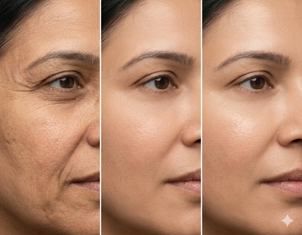 Wrinkle(Ageing) before and after results — Allodermis client transformation, Maintenance Phase