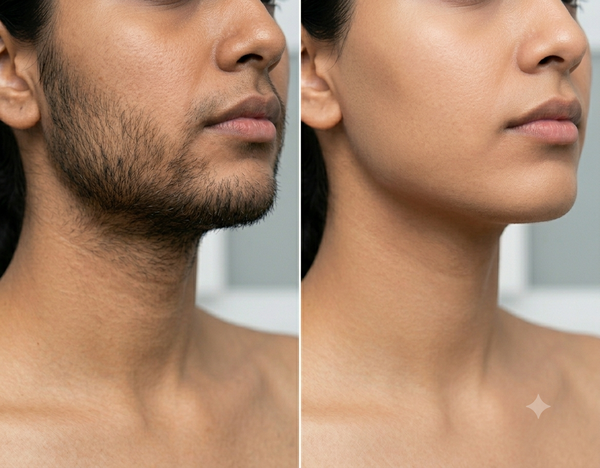Laser Beard Shaping before and after results — Allodermis client transformation, Long-Term Results