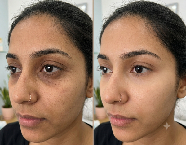 Under Eye Treatement before and after results — Allodermis client transformation, Visible Improvement