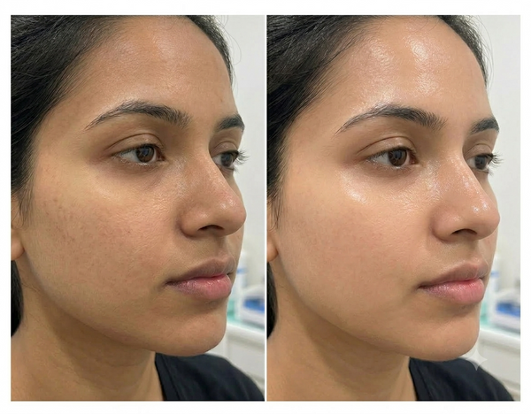 Skin Lightening Treatment before and after results — Allodermis client transformation, Maintenance Phase
