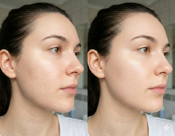 Acne/Pimple before and after results — Allodermis client transformation, Maintenance Phase