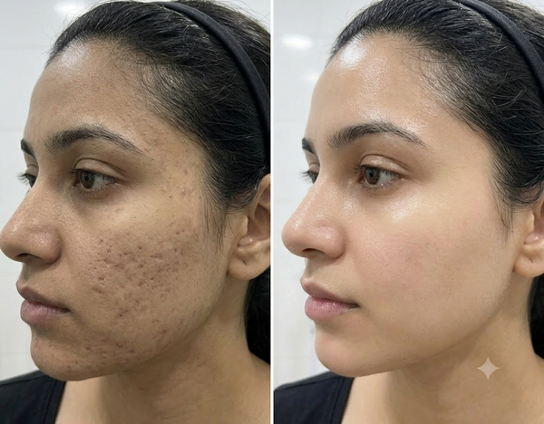 Medifacial Treatment before and after results — Allodermis client transformation, Maintenance Phase