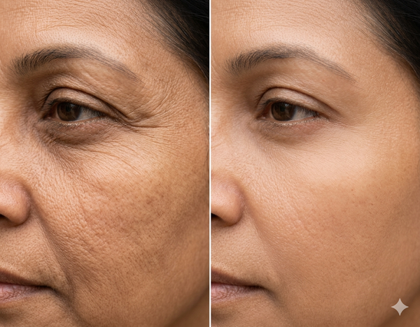 Wrinkle(Ageing) before and after results — Allodermis client transformation, Visible Improvement