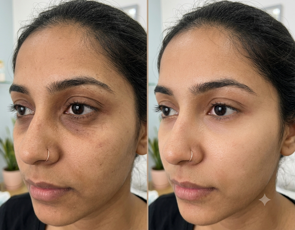 Under Eye Treatement before and after results — Allodermis client transformation, Brightness & Clarity