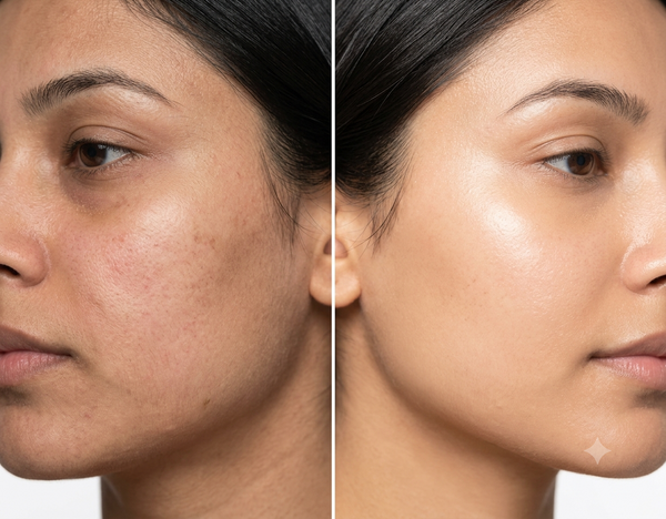 PDRN Skin Booster before and after results — Allodermis client transformation, Brightness & Clarity