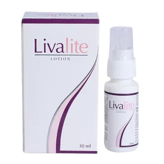 Livalite Lotion bottle by Cymbiotics Biopharma Pvt. Ltd., shown with the product label and packaging on a white background.