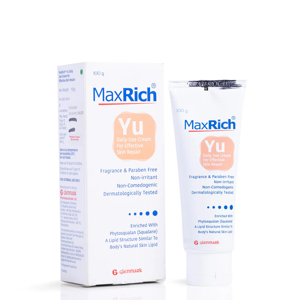 Allodermis Maxrich Yu Daily Cream jar with white lid and label, showcasing a skincare product for daily moisturizing.