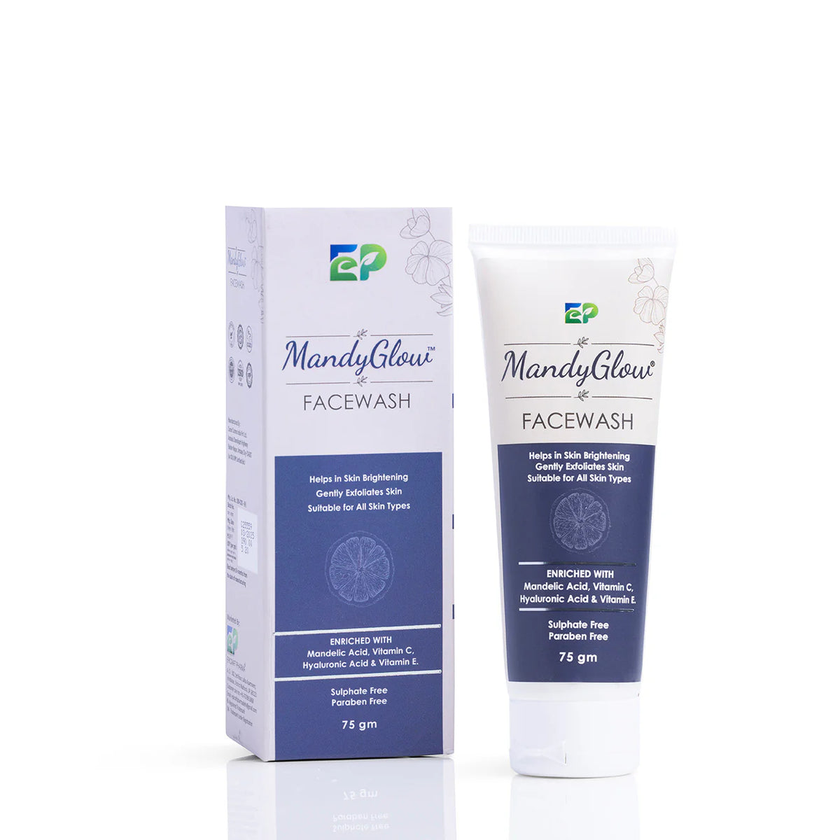 Allodermis Mandy Glow Facewash in a bottle, featuring a clear liquid formula with a pump dispenser for gentle cleansing.