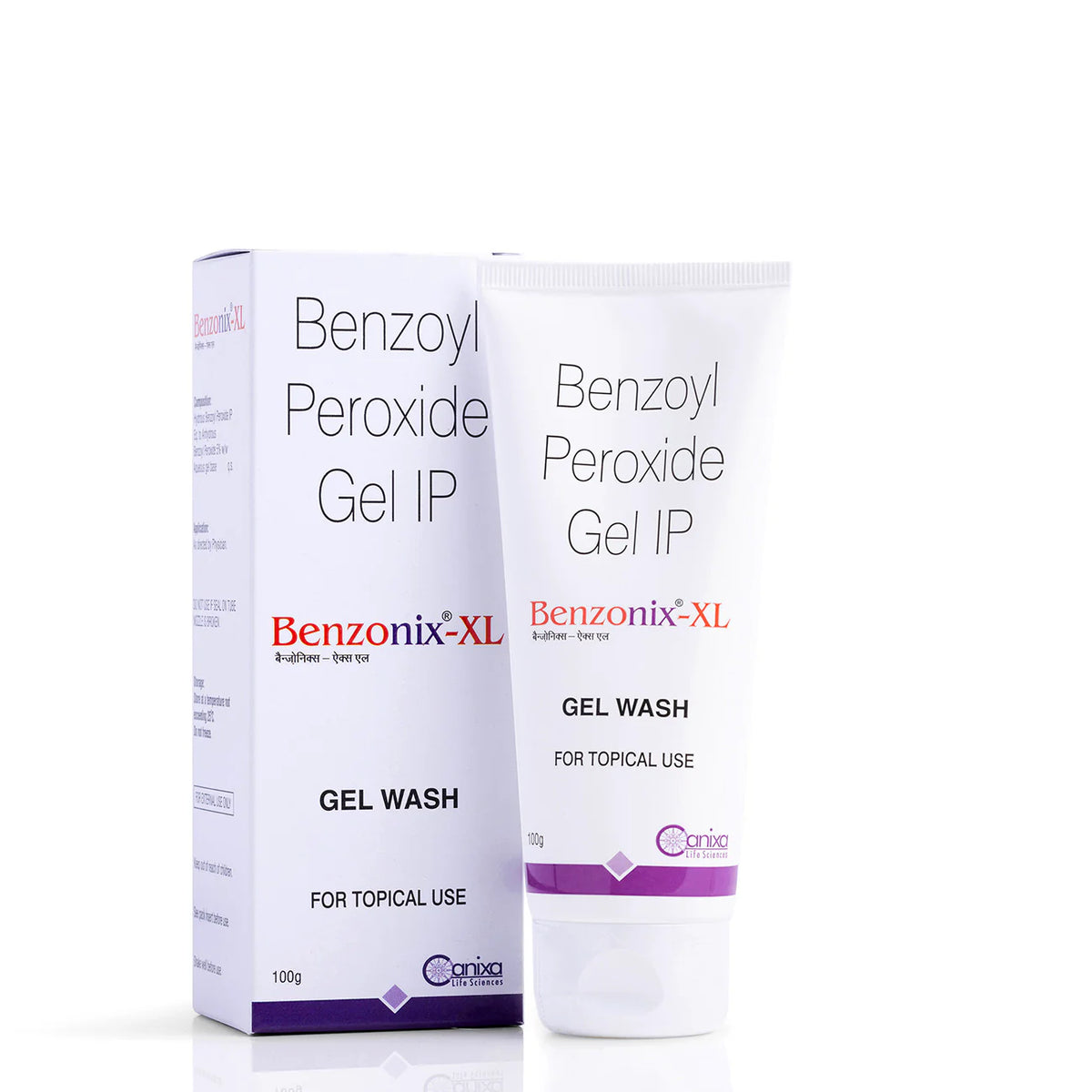 Bensonix XL Gel Wash by DetailsÊanixa Life Sciences Pvt. Ltd. with a clear bottle and pump dispenser, showcasing the skincare product.