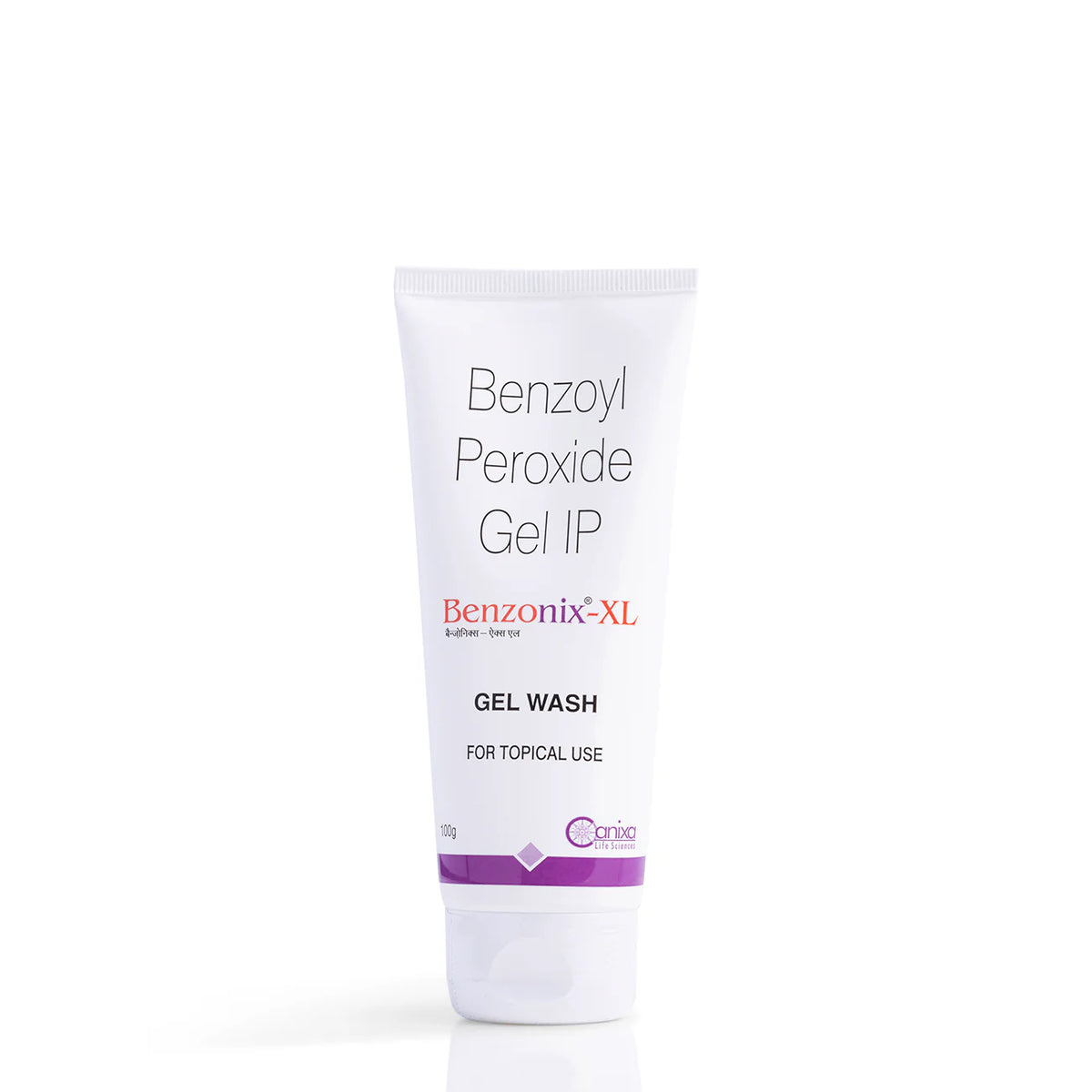 Bensonix XL Gel Wash bottle from Details Anixa Life Sciences Pvt. Ltd. with pump dispenser, clear label, and gel wash contents visible.