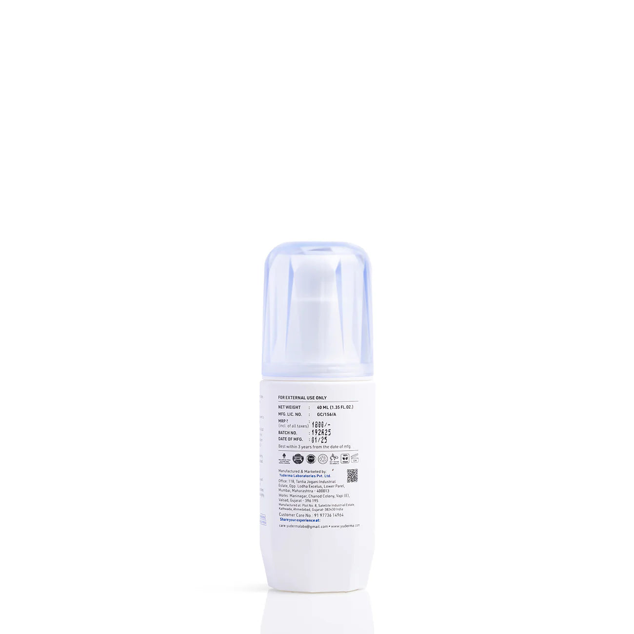 Allodermis Yuderma Melarid De-Pigmenting Serum bottle with dropper, skincare product for uneven skin tone and dark spots.